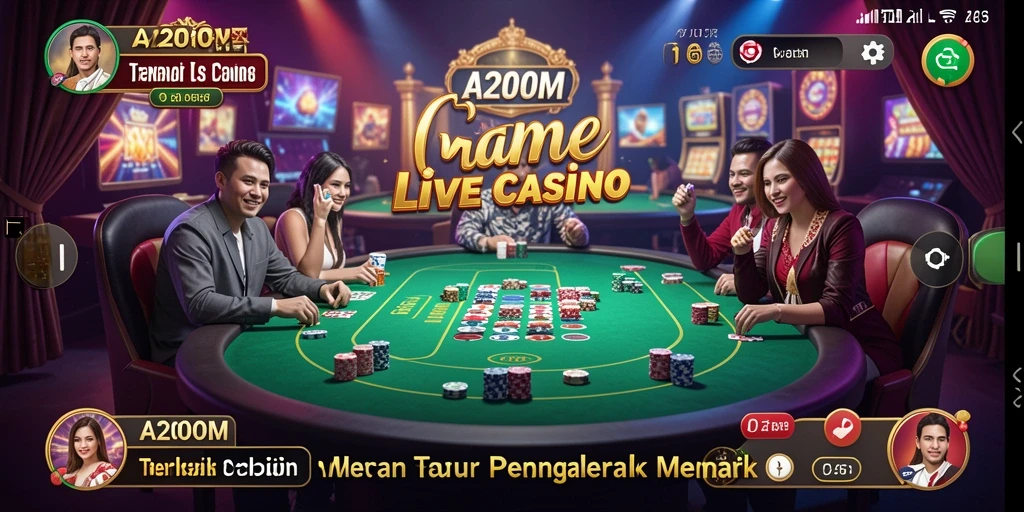 Screenshot A200M menampilkan gameplay Live Casino yang mengasyikkan.