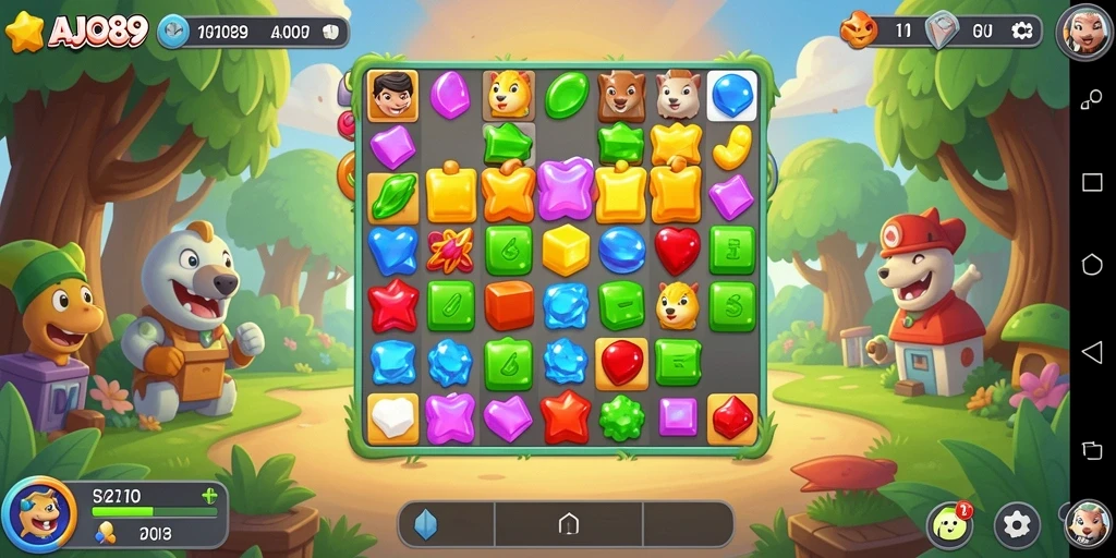 Tampilan gameplay seru dan menantang AJO89 dalam genre Match-3.