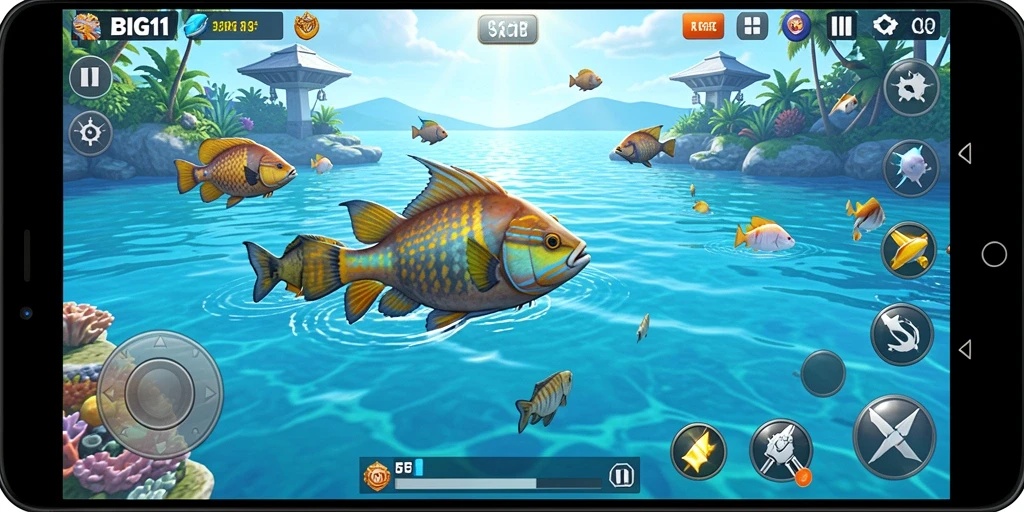 Screenshot gameplay Tembak Ikan yang seru dan penuh warna.