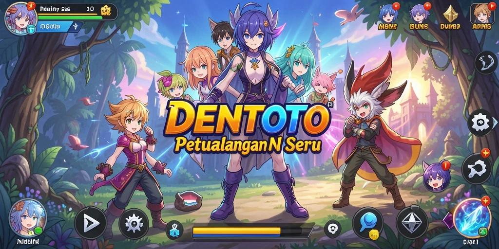 Tampilan gameplay DENTOTO yang penuh warna dan aksi seru.