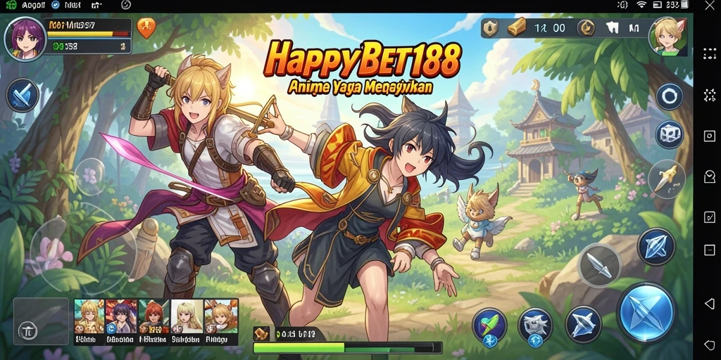 Tampilan menarik dari gameplay HAPPYBET188 dengan karakter anime.