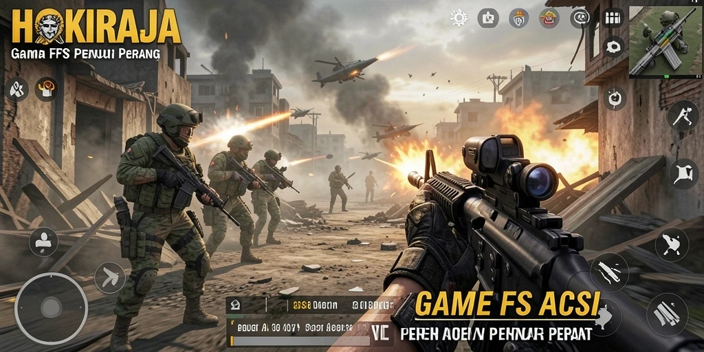 Screenshot gameplay HOKIRAJA yang menunjukkan pertarungan intens.