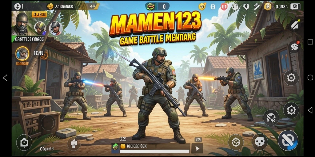 Tangkapan layar gameplay MAMEN123 yang menunjukkan aksi pertempuran Battle Royale.