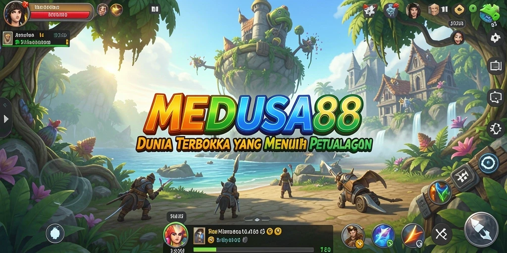 Tangkapan layar menampilkan gameplay mendalam dalam dunia terbuka MEDUSA88.