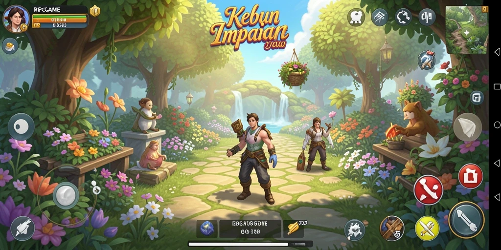 Tampilan gameplay RPGAME yang menunjukkan aktivitas bercocok tanam.