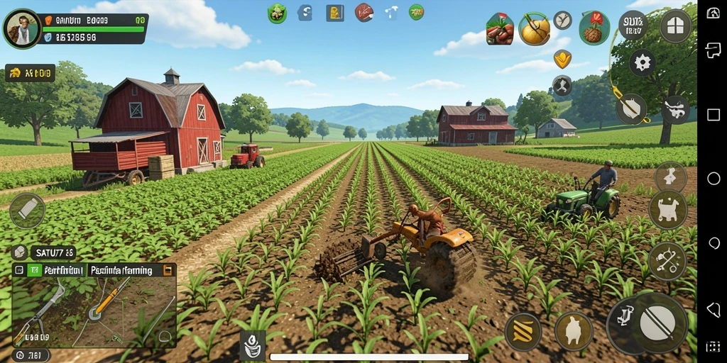 Gameplay SATU77 menampilkan aktivitas bertani yang seru dan menarik.