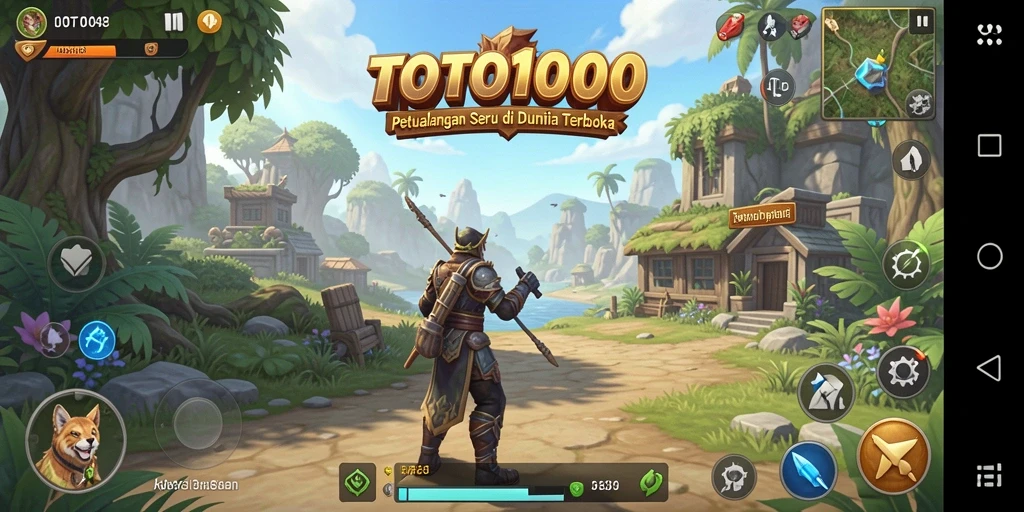 Screenshot gameplay TOTO1000 yang menampilkan eksplorasi dunia terbuka.